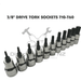 Dark Slate Gray Blue Point 3/8" Drive Internal Torx Sockets T10-T60 Sockets