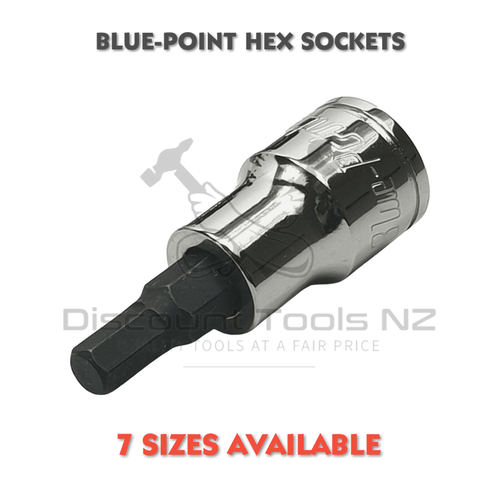 blue point 3/8" drive hex sockets, 7 sizes available