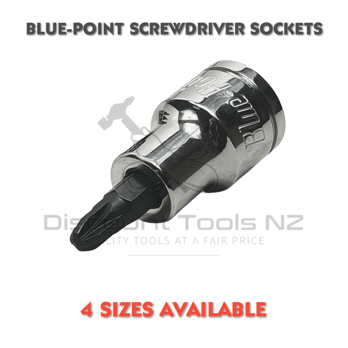 Tan Blue Point 3/8" Drive Screwdriver Sockets, Pozidriv & Standard
