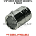Dark Slate Gray Blue Point 3/8" Drive Short Sockets, 6 Point, 6mm - 24mm Socket Drivers