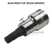 Dark Slate Gray Blue Point 3/8" Spline Sockets M4-M12 Tool Sockets