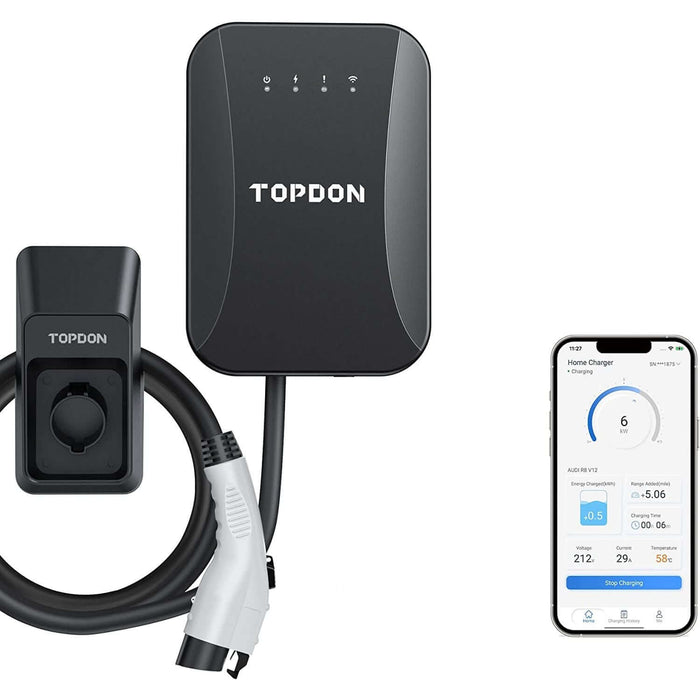 Dark Slate Gray TOPDON Pulse Q Level 2 EV Charger, Smart Home Electric Car Charger Vehicle Battery Chargers