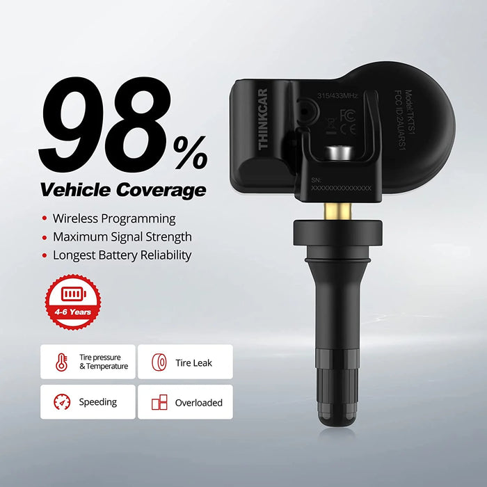 Light Gray THINKTPMS THINKCAR Universal TPMS Tyre Pressure Sensor 315-433 MHZ TPMS Sensor