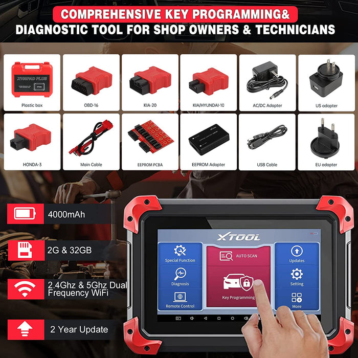 Pale Violet Red XTOOL X100 PAD PLUS Full System Diagnostic Scan, Key Coding, Odometer Correction