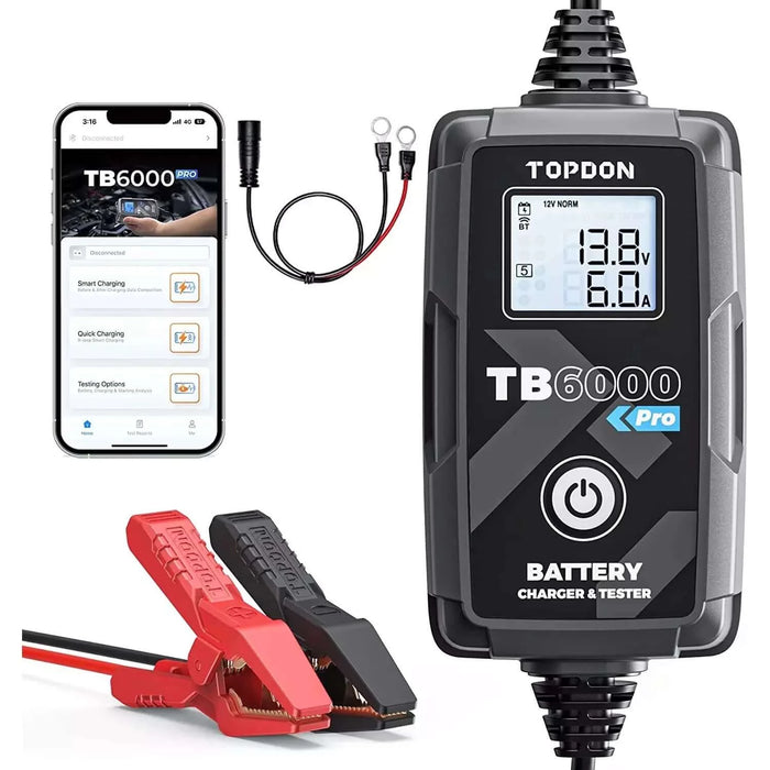 TOPDON TB6000Pro 6Amp 6V/12V, 2 in 1 Battery Charger & Battery Tester