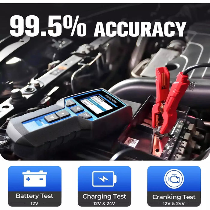 Black Topdon Car Battery Tester 24V 12V Load Tester, 100-2000CCA Vehicle Battery Testers