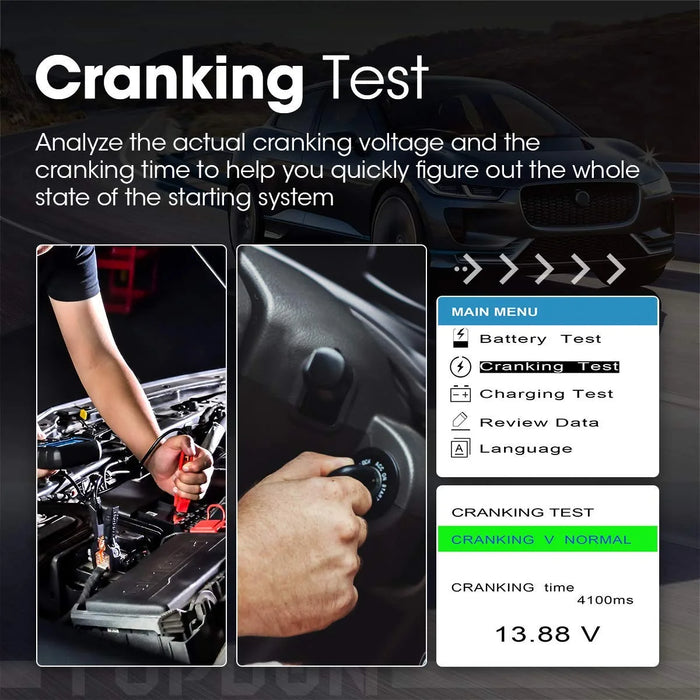 Black Topdon Car Battery Tester 24V 12V Load Tester, 100-2000CCA Vehicle Battery Testers