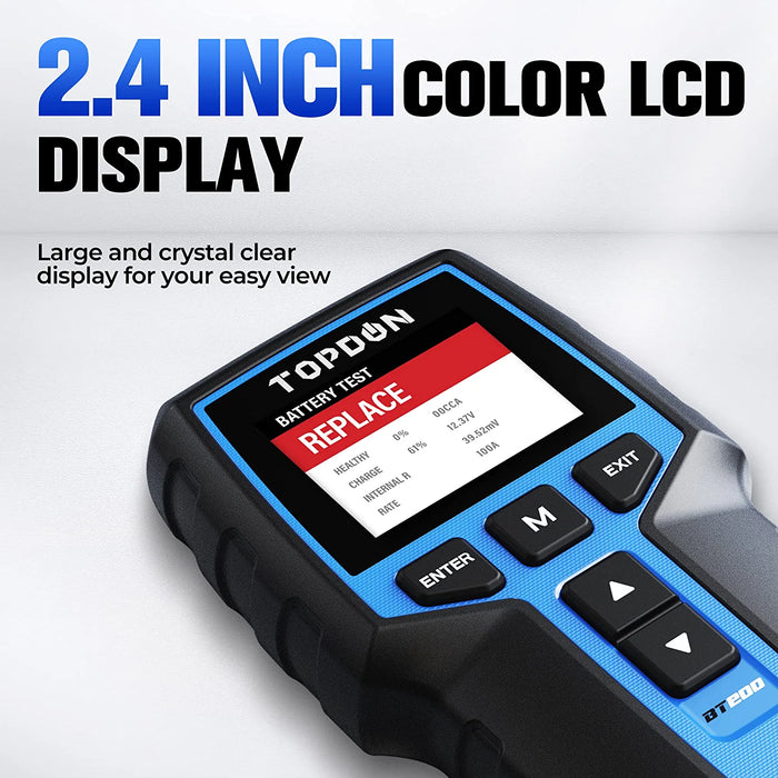 Lavender Topdon Car Battery Tester 24V 12V Load Tester, 100-2000CCA Vehicle Battery Testers