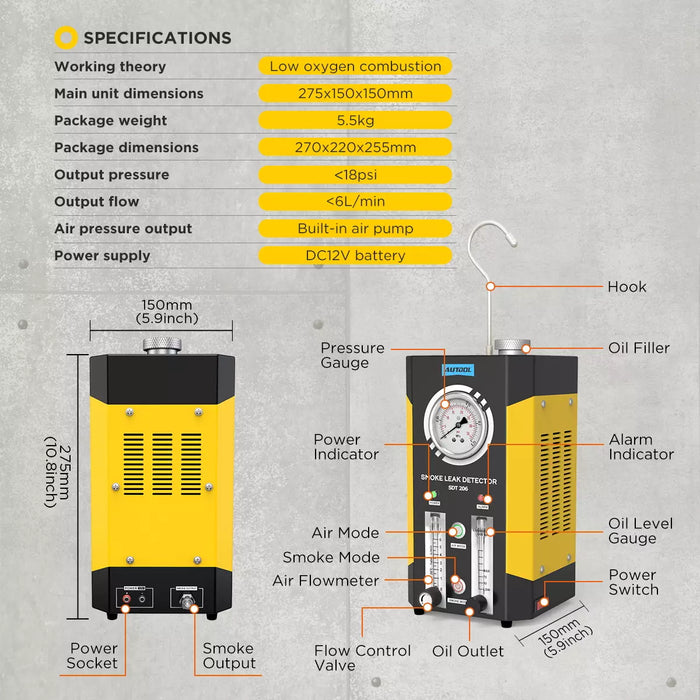 AUTOOL SDT206 – Automotive Smoke Leak Detector Machine