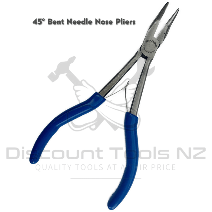 blue point long reach miniature 45° bent needle nose pliers