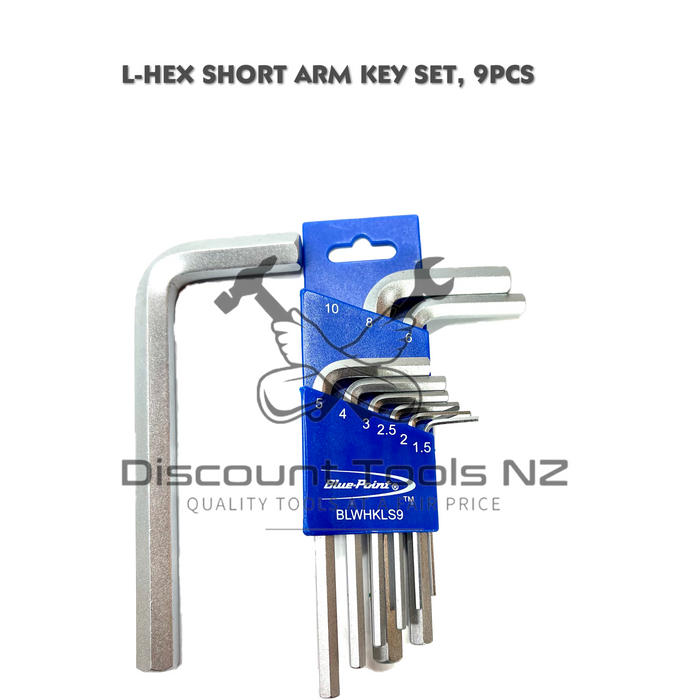 Dark Gray Blue Point L-Hex Short Arm Key Set, 9pcs Tools