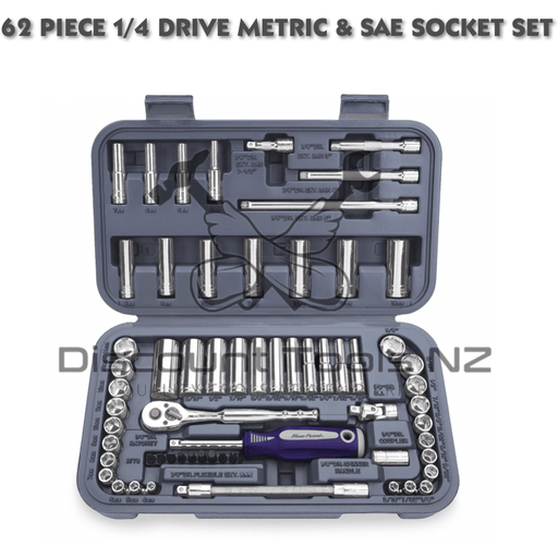 Dim Gray Blue Point 62 Piece 1/4" Drive Metric & SAE Socket Set Socket Sets