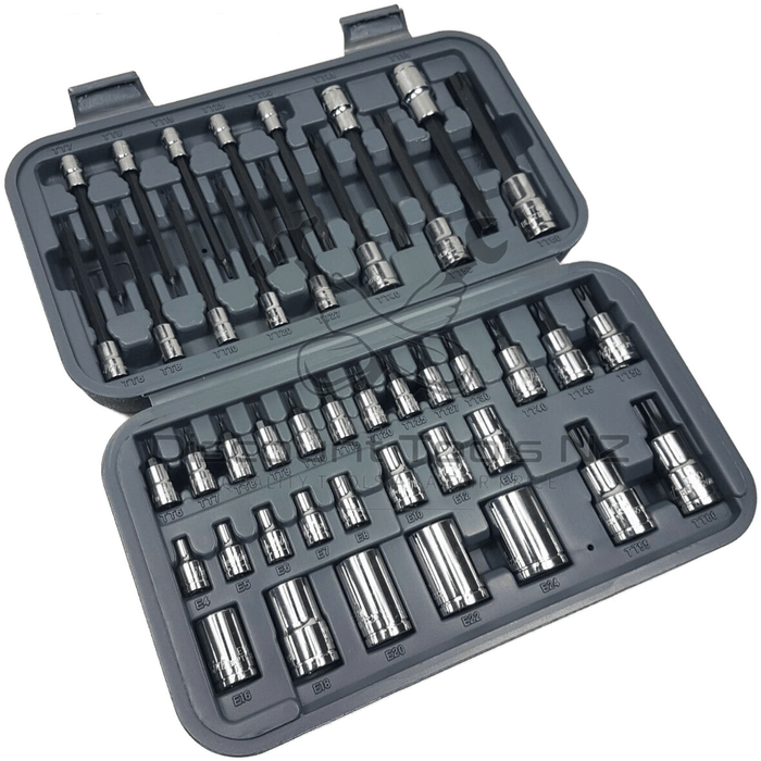 blue point 1/4", 3/8" & 1/2" drive torx bit socket set, 43pcs