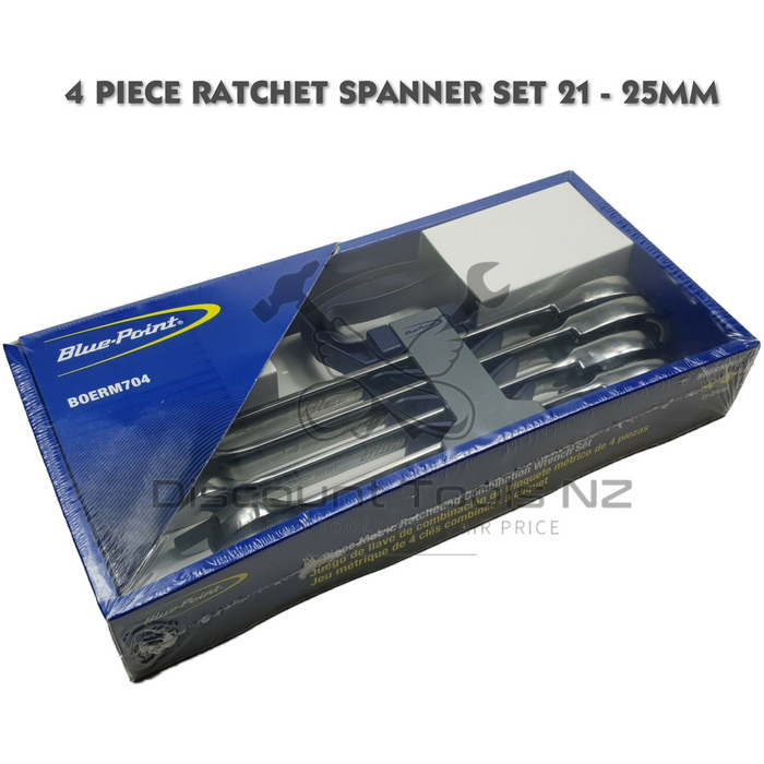 Dark Slate Gray Blue Point 4 Piece Ratchet Spanner Set 21 - 25mm BOERM704 Ratchet Spanners