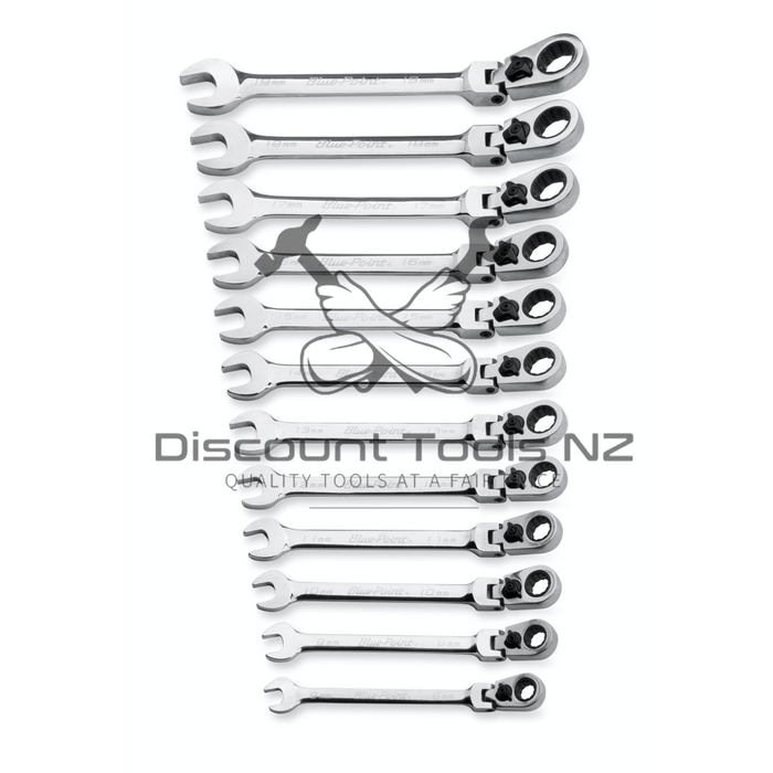 Blue Point 12 pc Metric 15 Offset Flex Head Ratcheting BOERMF712A