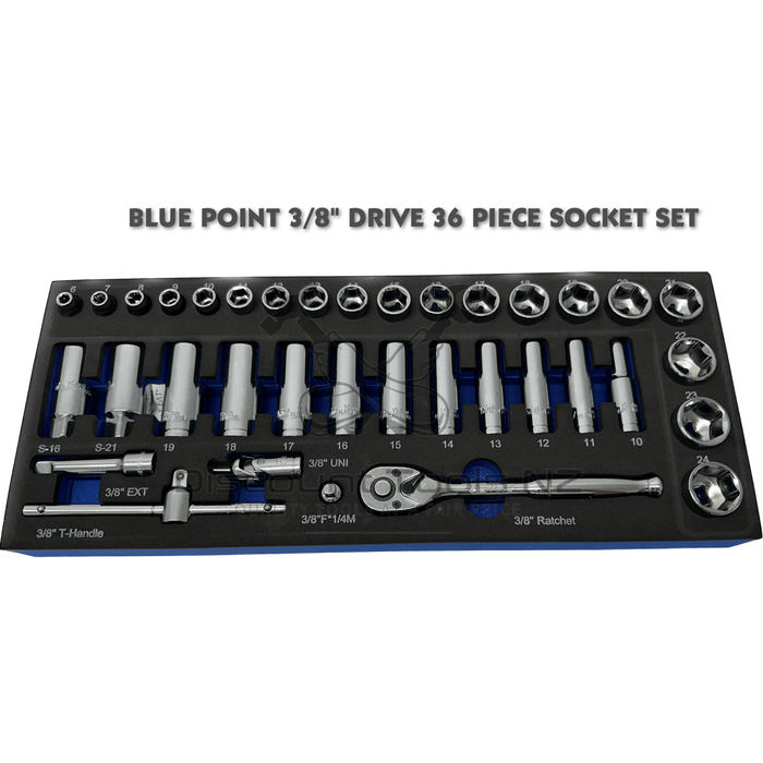Dark Slate Gray Blue Point Tools 36pc 3/8"Dr Socket Set BPS11