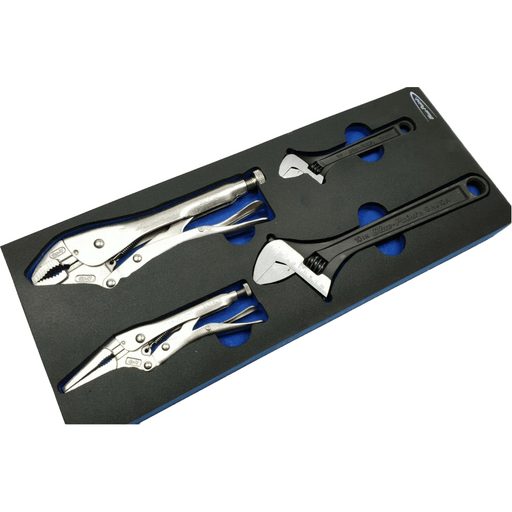 Dark Slate Gray Blue Point 4 Piece Adjustable Wrench & Vise Grip Set Pliers