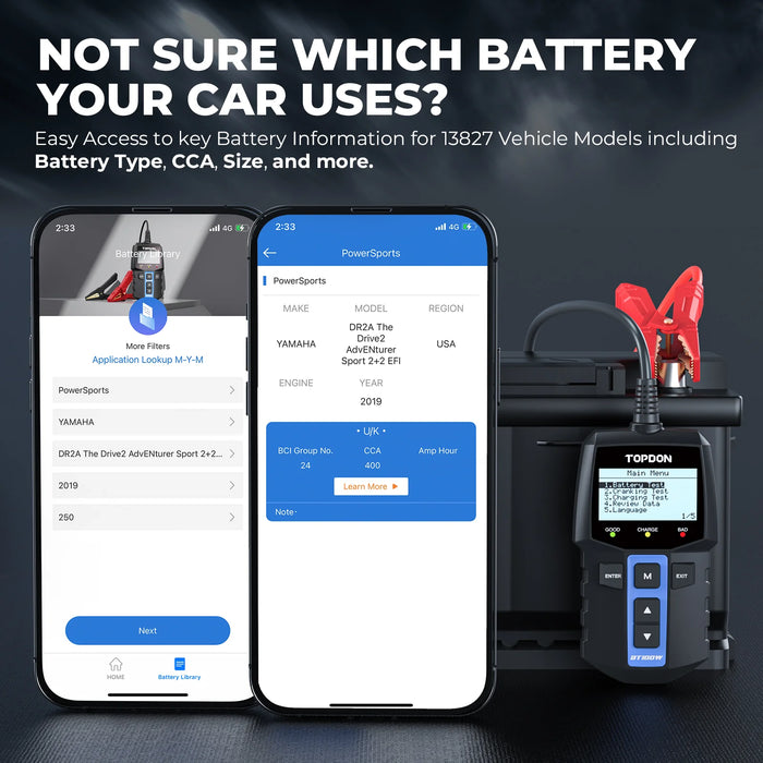 Dark Slate Gray TOPDON BT100W 12V Car Battery Tester Wireless Battery Load Tester Cranking Test Vehicle Battery Testers