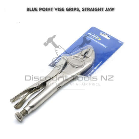 Light Gray Blue Point Tools 10" Locking Pliers, Straight Jaws