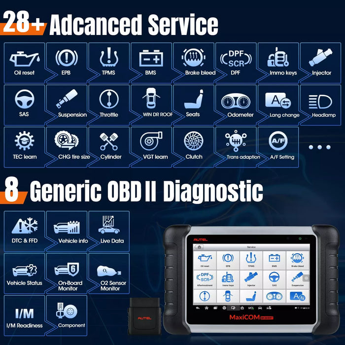 Black AUTEL MaxiCOM MK808K-BT Full System Diagnostic Scan Tool, Bi-Directional Control Diagnostic Scanner