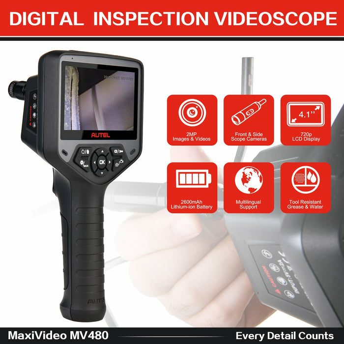 autel maxivideo mv480 dual-camera digital inspection camera 8.5mm image head