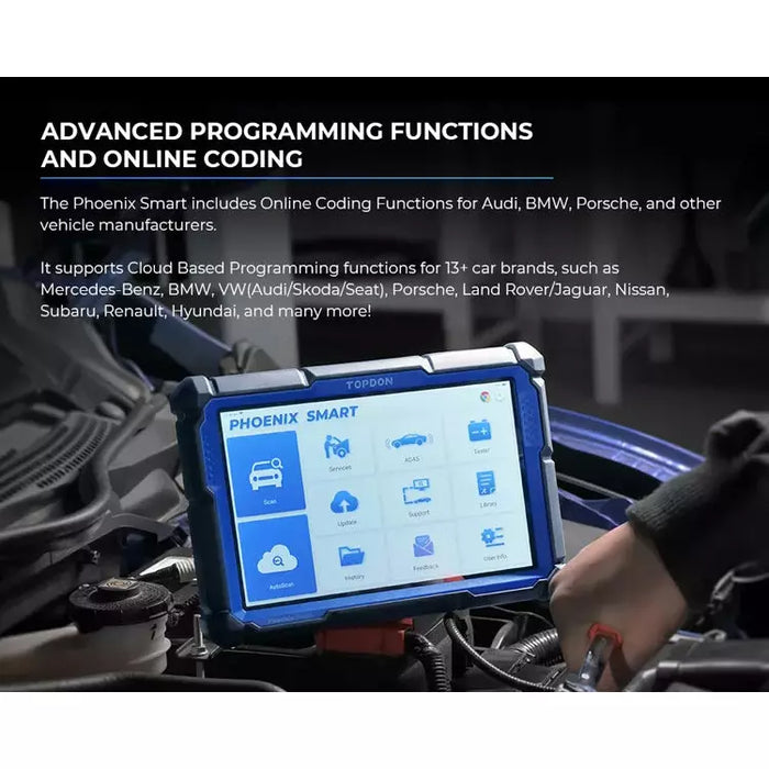 Black TOPDON Phoenix Smart 12v/24v Cars & Truck Advanced Intelligent Diagnostic Scan Tool Vehicle Diagnostic Scanners