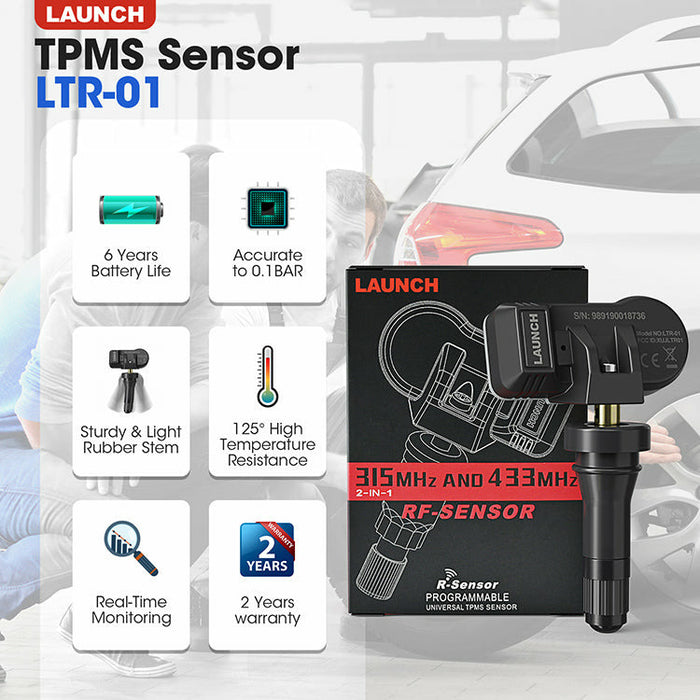 Dark Slate Gray LAUNCH 2 in 1 Universal TPMS Replacement Sensor 315 MHz & 433 MHz TPMS Sensor
