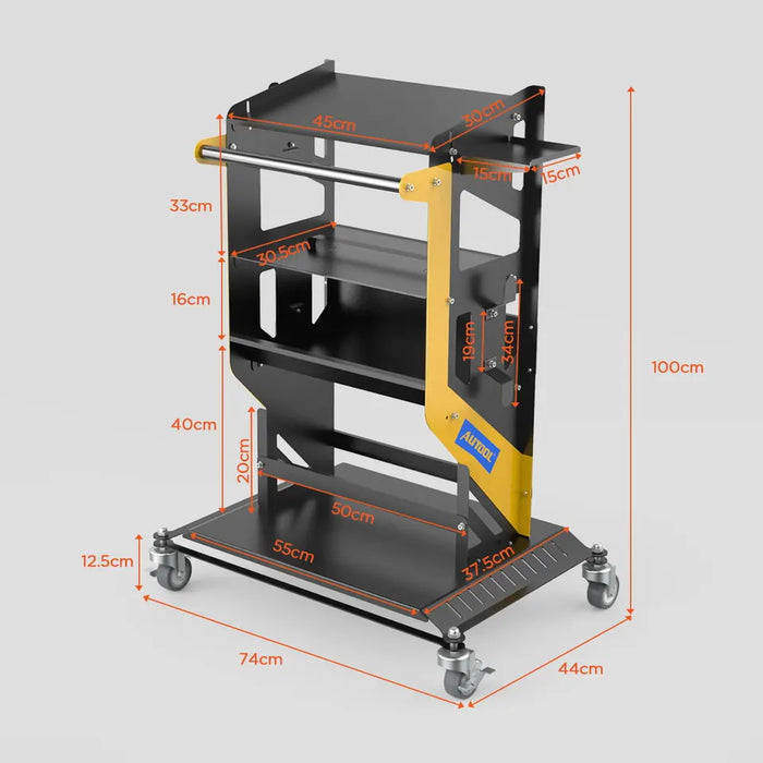 Light Gray AUTOOL 3 Shelf Diagnostic Scanner Tool Cart, Tool Trolley Diagnostic cart