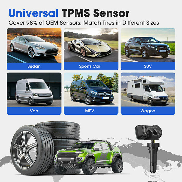 Dark Slate Gray LAUNCH 2 in 1 Universal TPMS Replacement Sensor 315 MHz & 433 MHz TPMS Sensor