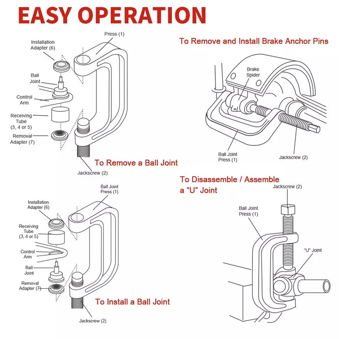 Saddle Brown DTNZ 4 in1 Ball Joint Service Auto Tool Kit 2WD & 4WD Car Repair Remover Installer