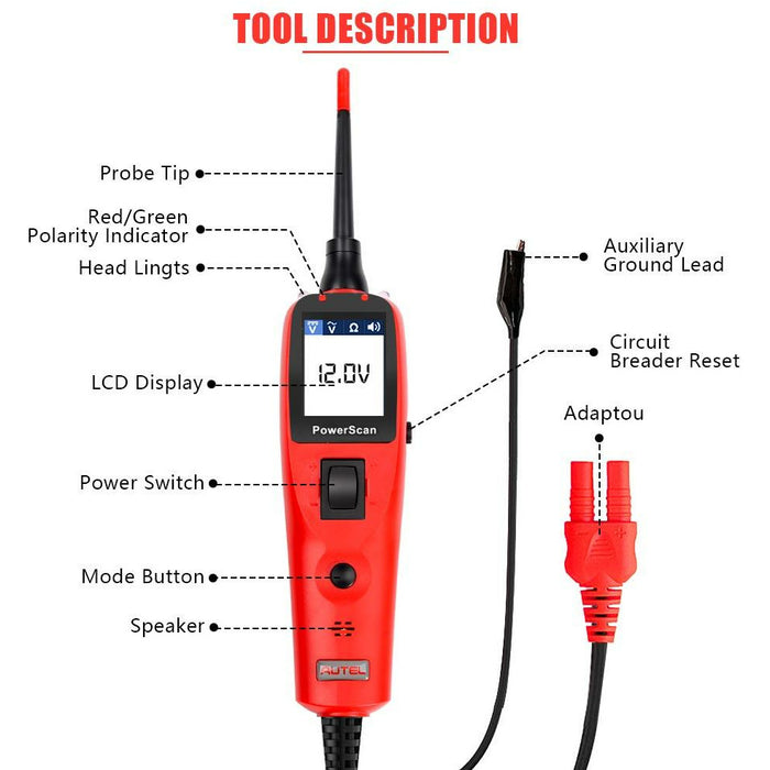 Tomato AUTEL PowerScan PS100 Electrical Circuit System Diagnosis Tool Electrical Tester