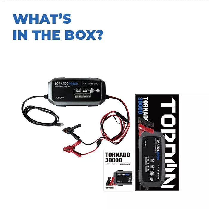 Light Gray TOPDON Tornado 3000 6V-24V, Smart Battery Charger & Power Supply For ECU Programming Vehicle Battery Chargers