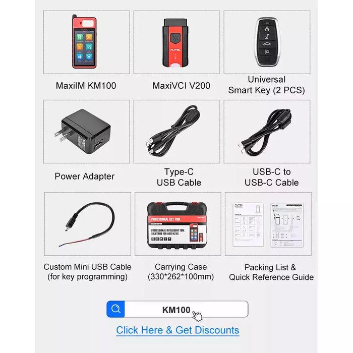 White Smoke AUTEL KM100E Key Programming Tool Universal Key Programming Key Coding Tools
