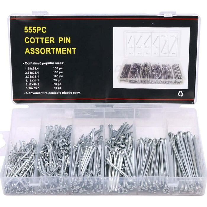 555pcs split pin heavy duty zinc plated cotter pin assortment kit