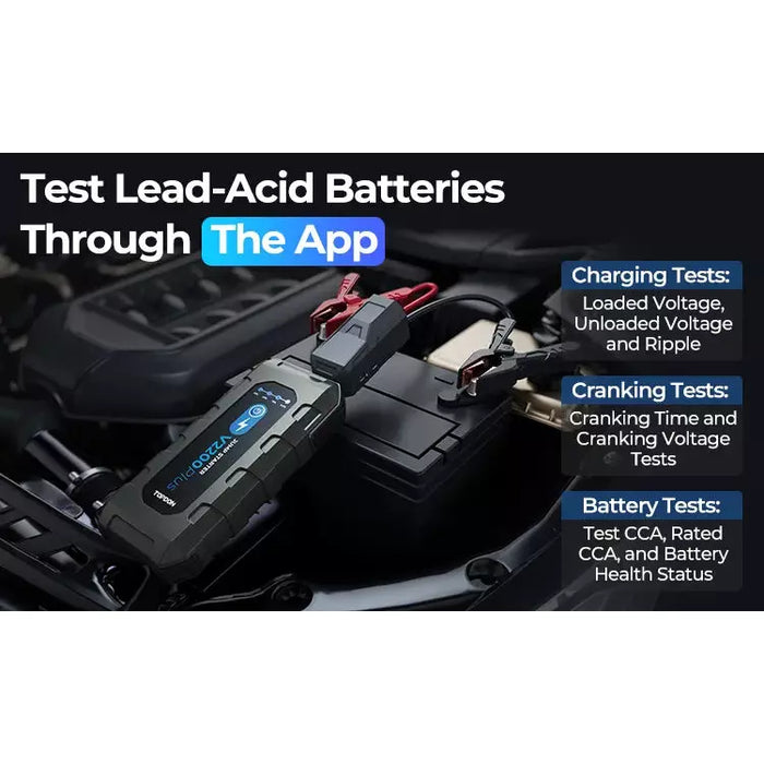 Black TOPDON V2200Plus 2200A Jump Starter, Battery Tester, Power Bank, 12V Car Starting Device Vehicle Jump Starters
