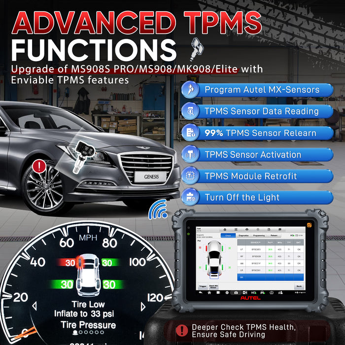 autel maxicom mk906pro ts, diagnostic scan tool with tpms functions