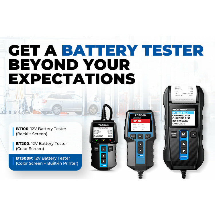 Lade- Anlasssystem Test TOPDON BT300P Autobatterietester 12V/24V Mit Drucker – Misst 100-2000 CCA, Für Auto, Motorrad, LKW Lade- Und Anlasssystem Test