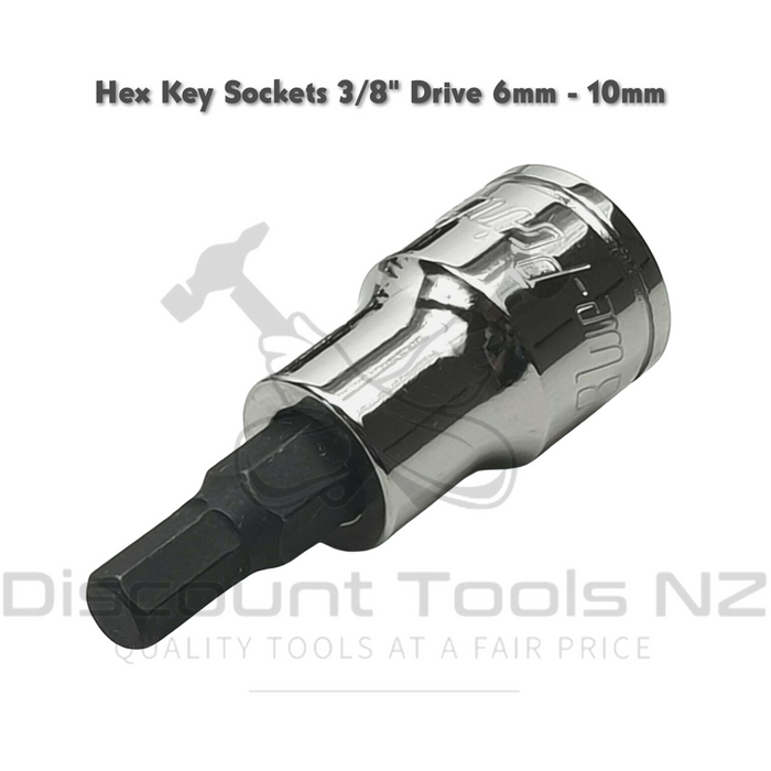 Light Gray Blue Point Hex Key Sockets 3/8" Drive 6mm - 10mm Sockets