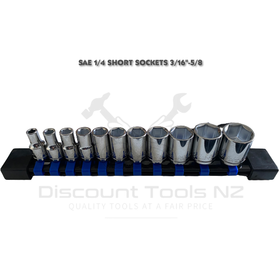 Dark Slate Gray Blue Point SAE 1/4 Short Sockets 3/16"-5/8 Sockets