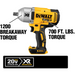 Black DeWalt 20-Volt MAX XR Brushless High Torque 1/2 in. Impact Wrench Kit Impact Wrench
