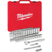 Light Gray Milwaukee 3/8 in. Drive SAE/Metric Ratchet and Socket Mechanics Tool Set (56 piece) Socket Sets