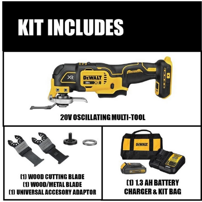 dewalt 20-18v xr brushless 3-speed oscillating multi-tool kit 1.5ah