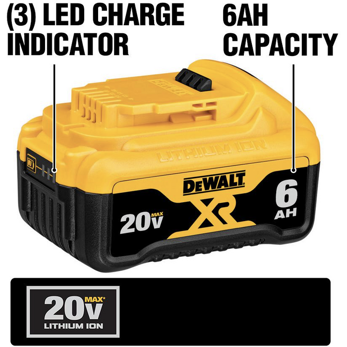 dewalt 18v-20v max premium xr 6.0ah lithium ion battery