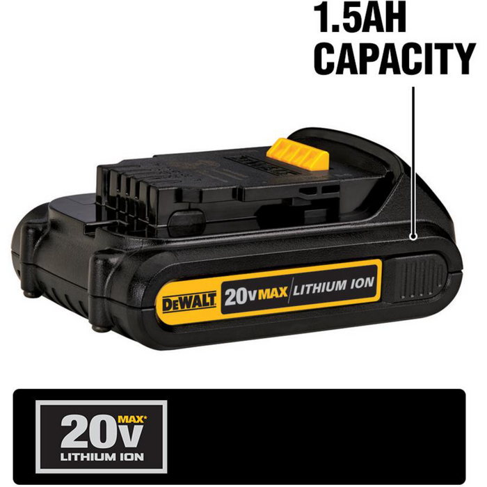 dewalt 18-20 volt max compact lithium-ion 1.5ah battery pack