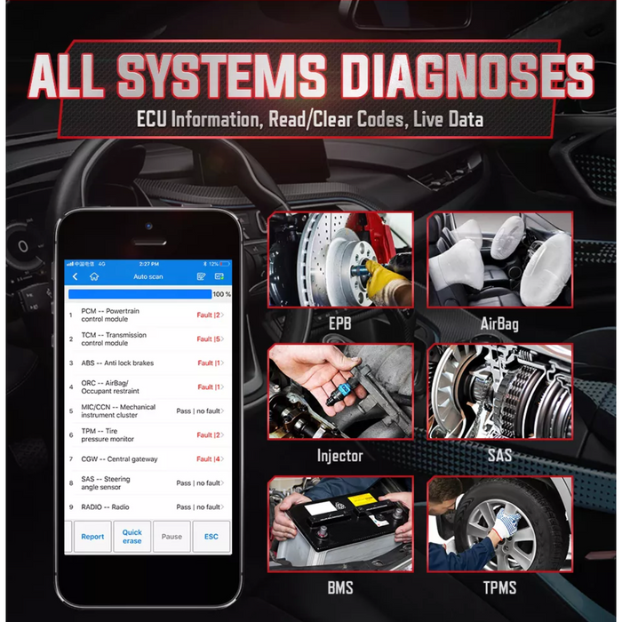 Gray AUTEL MaxiAP AP200 Diagnostic Scan Dongle Full System Diagnostics Vehicle Diagnostic Scanners