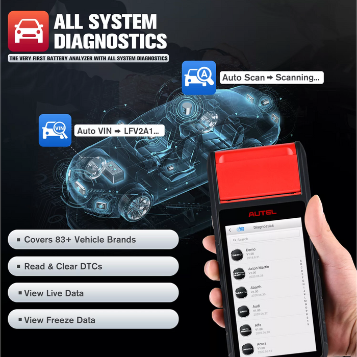 Thistle AUTEL MaxiBAS BT608E Battery Tester, Electrical System Analyser Battery Tester