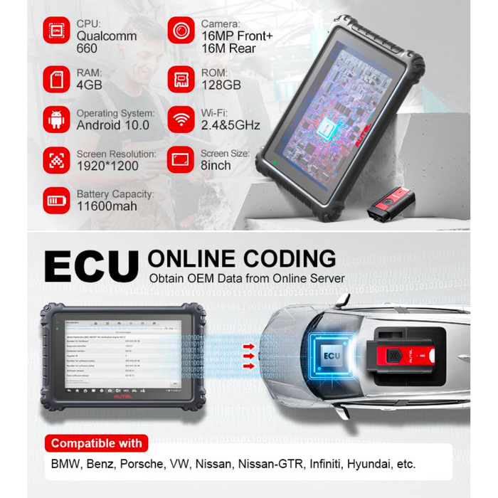 Light Gray AUTEL MaxiCom MK906PRO Diagnostic Scan Tool with Advanced ECU Coding Vehicle Diagnostic Scanners
