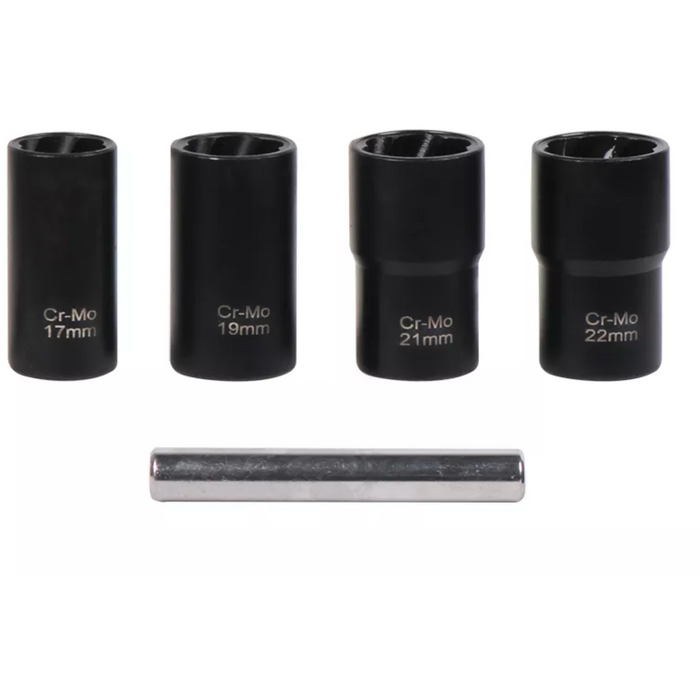 Dark Slate Gray DTNZ 5pc 1/2" Twist Socket Broken Studs Nuts Wheel Lock Nut Remover 17mm - 22mm Tool Sockets