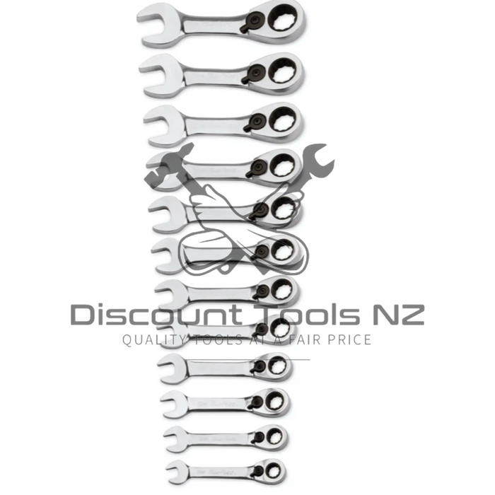 Light Gray Blue Point Tools Short Ratchet Spanner Set 8-19mm BOERMS712 Ratchet Spanners