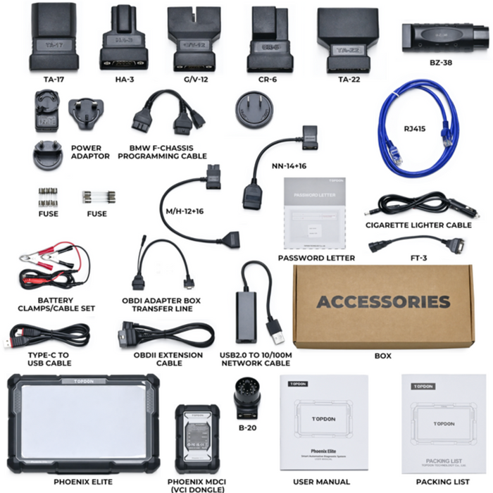 Dark Slate Gray TOPDON Phoenix Elite Professional Diagnostic Scan Tool Vehicle Diagnostic Scanners
